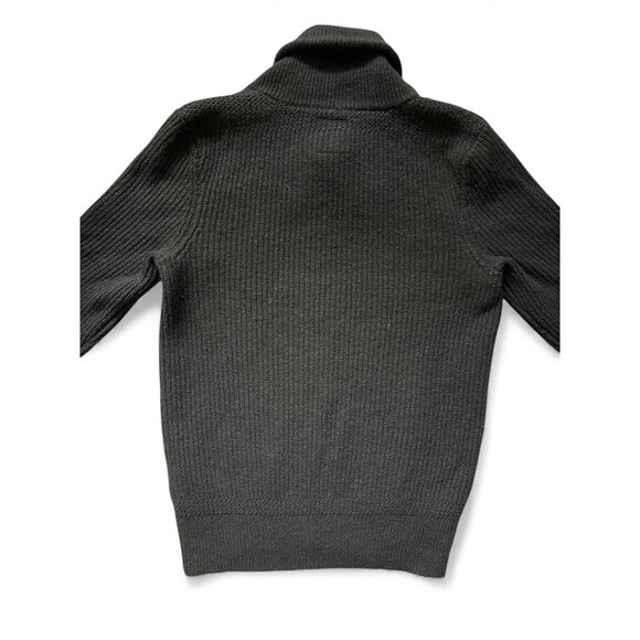 Levi's Sweater Mens Medium Black Shawl Collar Lambswool Knit Pullover Ribbed - Picture 3 of 10